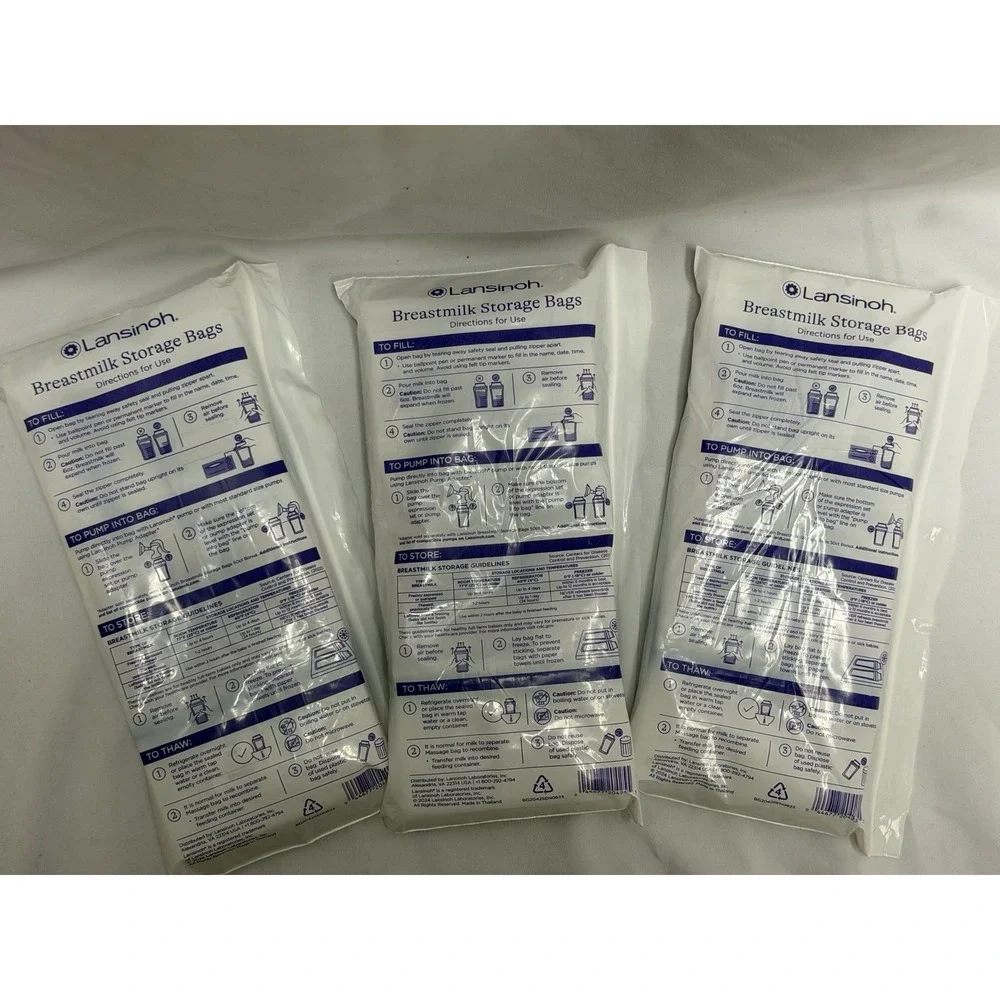 New Lansinoh Breastmilk Storage Bags 147 bags BPA free Freezer Safe 6 oz